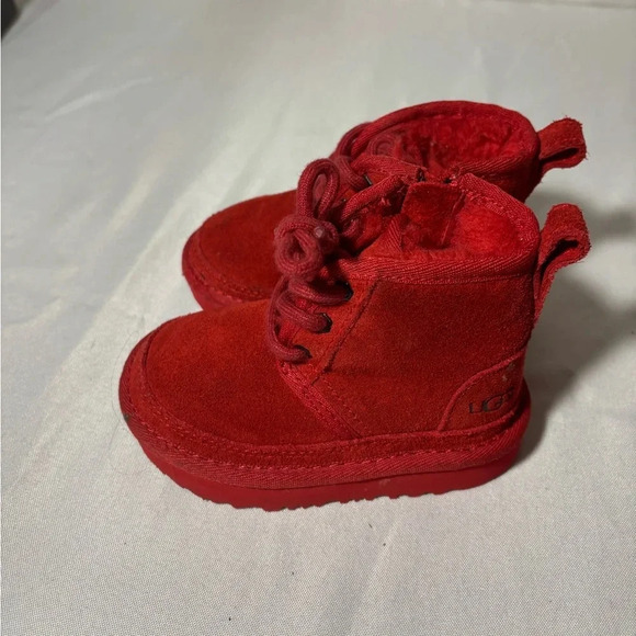 Red UGG Toddler Lace Up Boots Size 6 - Picture 1 of 8